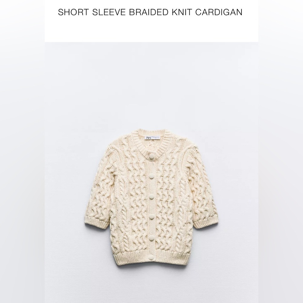 zara Cream Cable Knit Cardigan